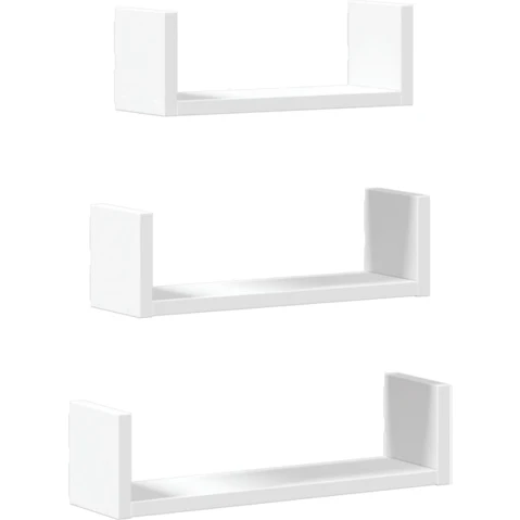 vidaXL 3 Piece White Engineered Wood Wall Shelf