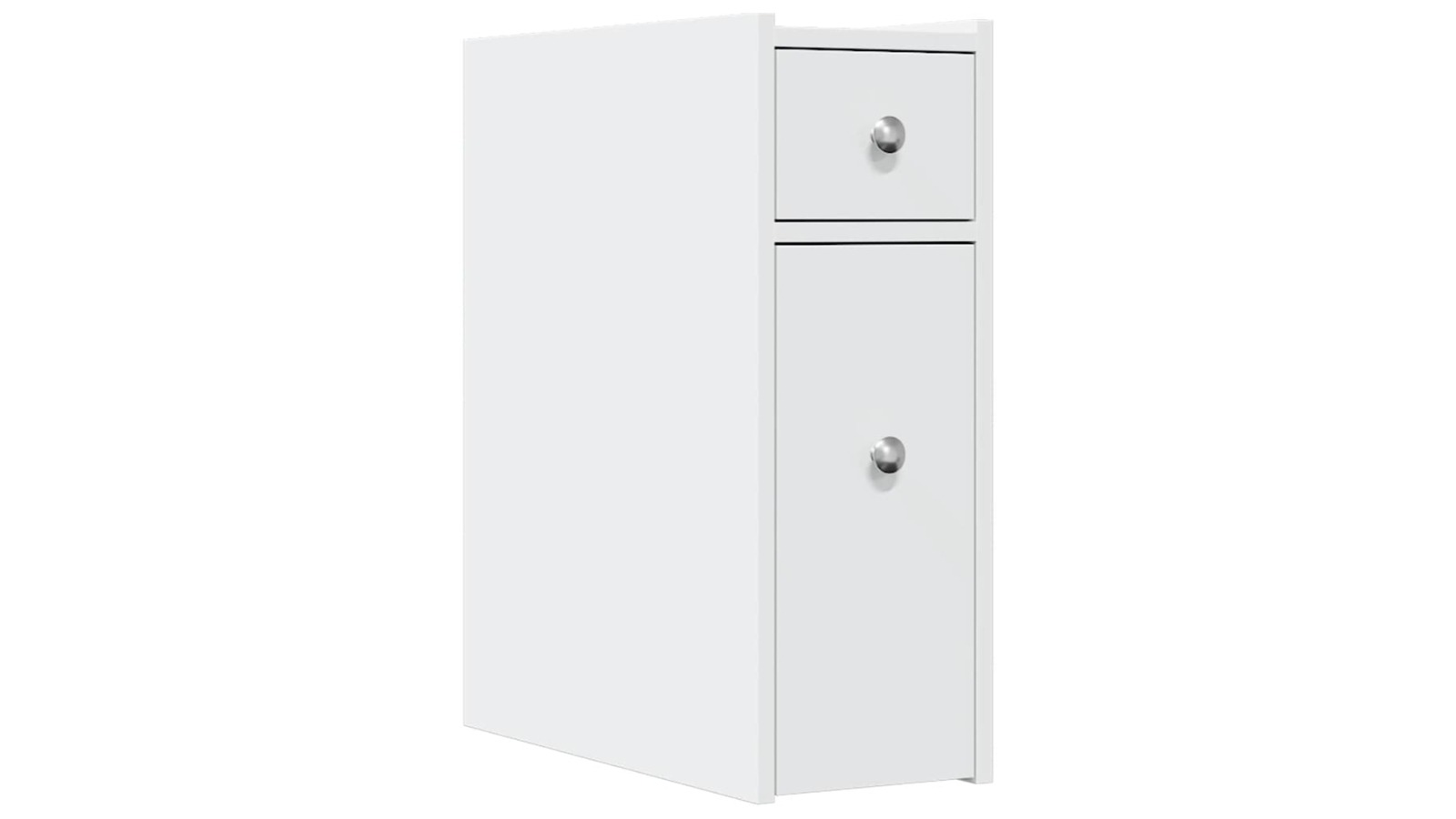 vidaXL White Engineered Wood Narrow Bathroom Storage Cabinet with Wheels