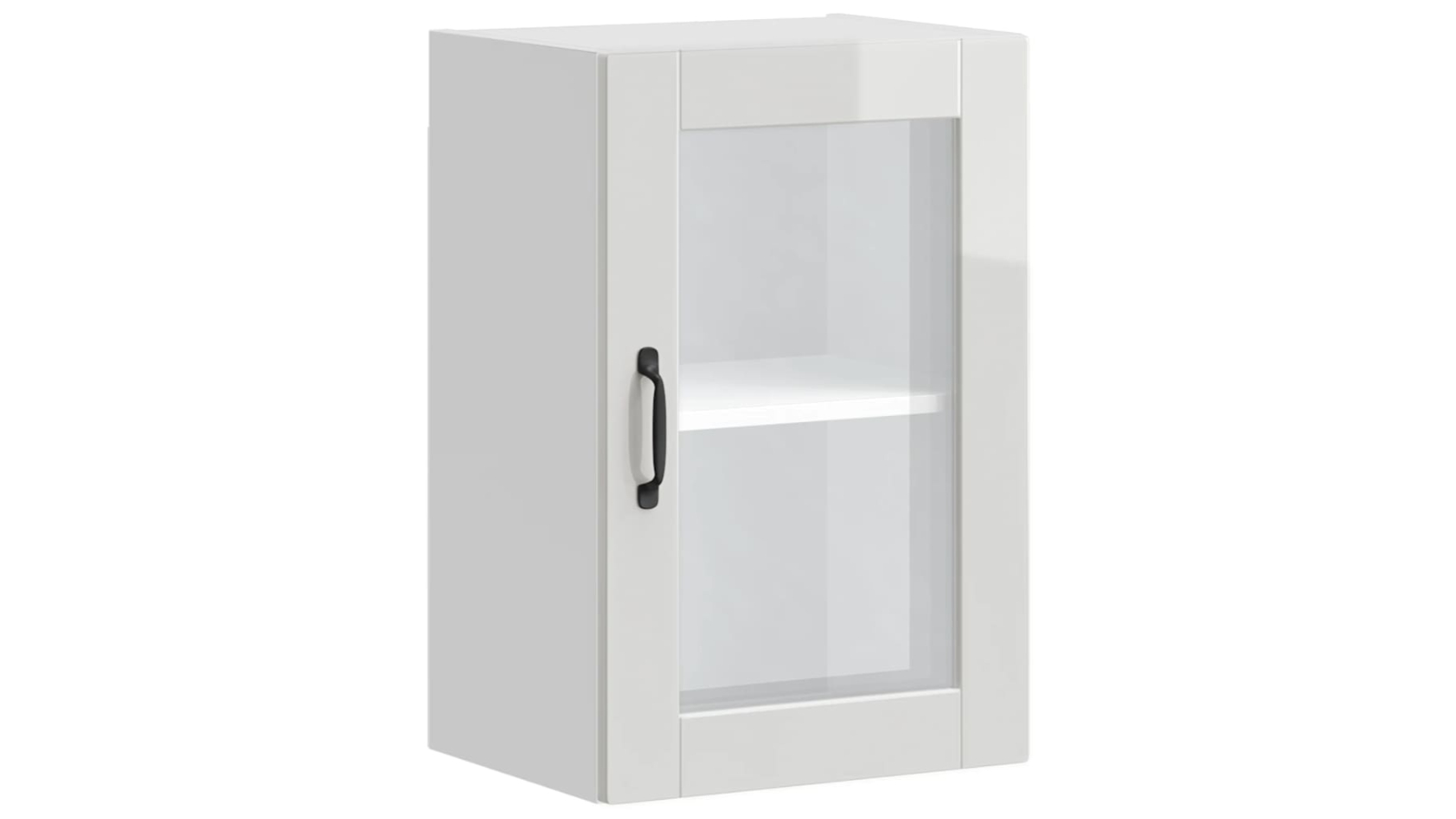 vidaXL Porto Kitchen Wall Cabinet with Glass Door - High Gloss White