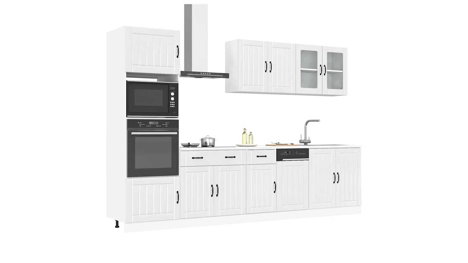 vidaXL 7 Piece High Gloss White 'Lucca' Engineered Wood Kitchen Cabinet Set