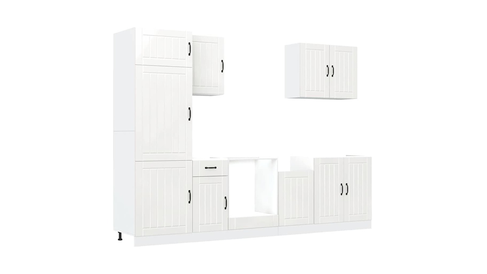 vidaXL 7 Piece White Lucca Engineered Wood Kitchen Cabinet Set