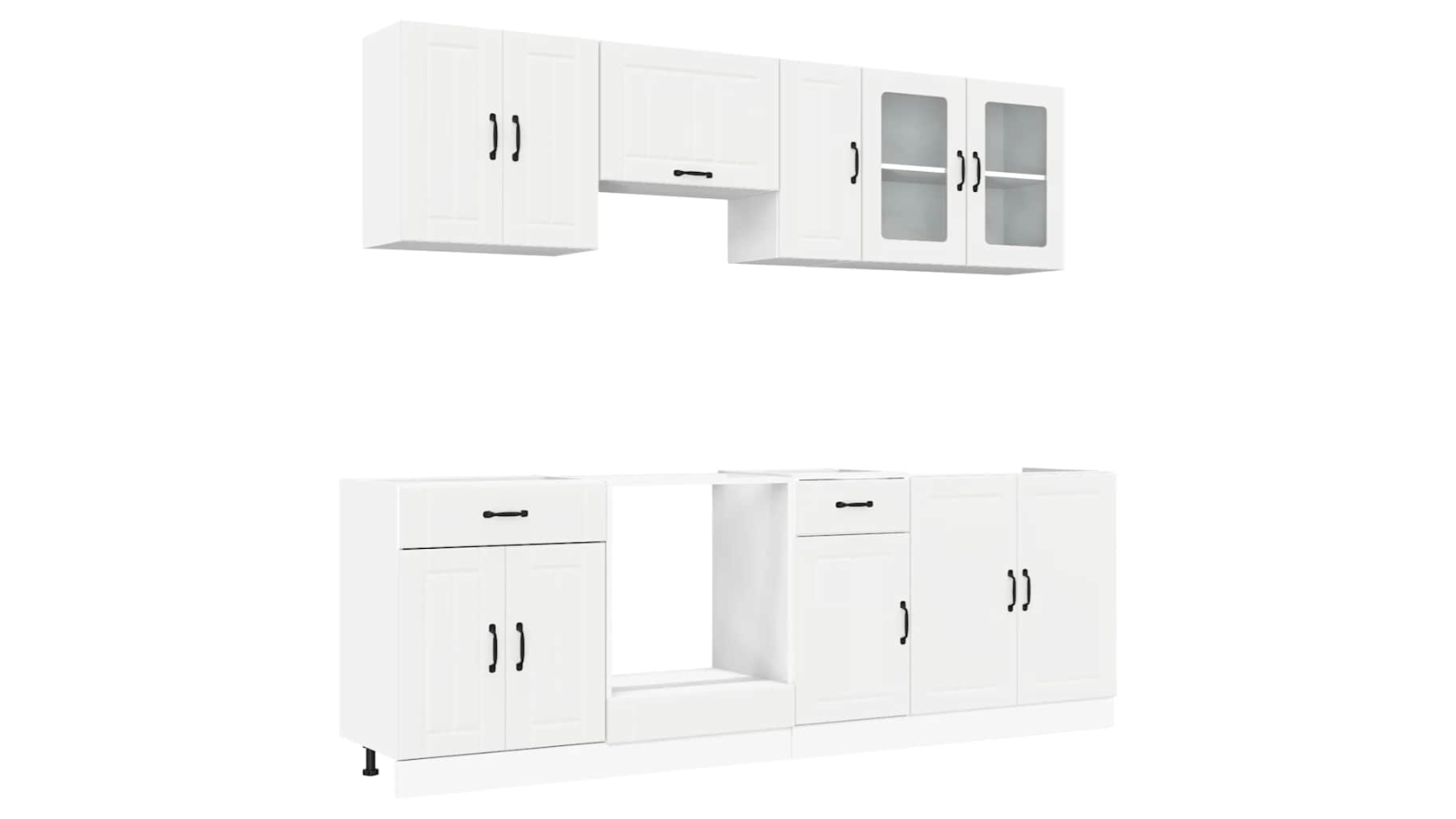 vidaXL 8 Piece Kalmar White Engineered Wood Kitchen Cabinet Set 