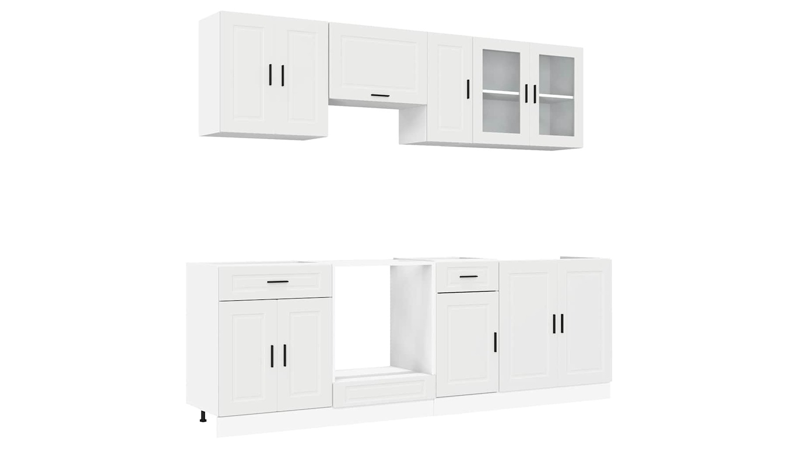 vidaXL 8 Piece White Engineered Wood Porto Kitchen Cabinet Set