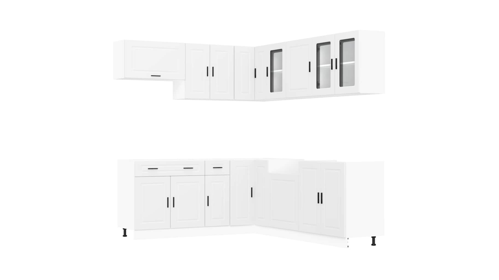 vidaXL 11 Porto White Engineered Wood Piece Kitchen Cabinet Set 