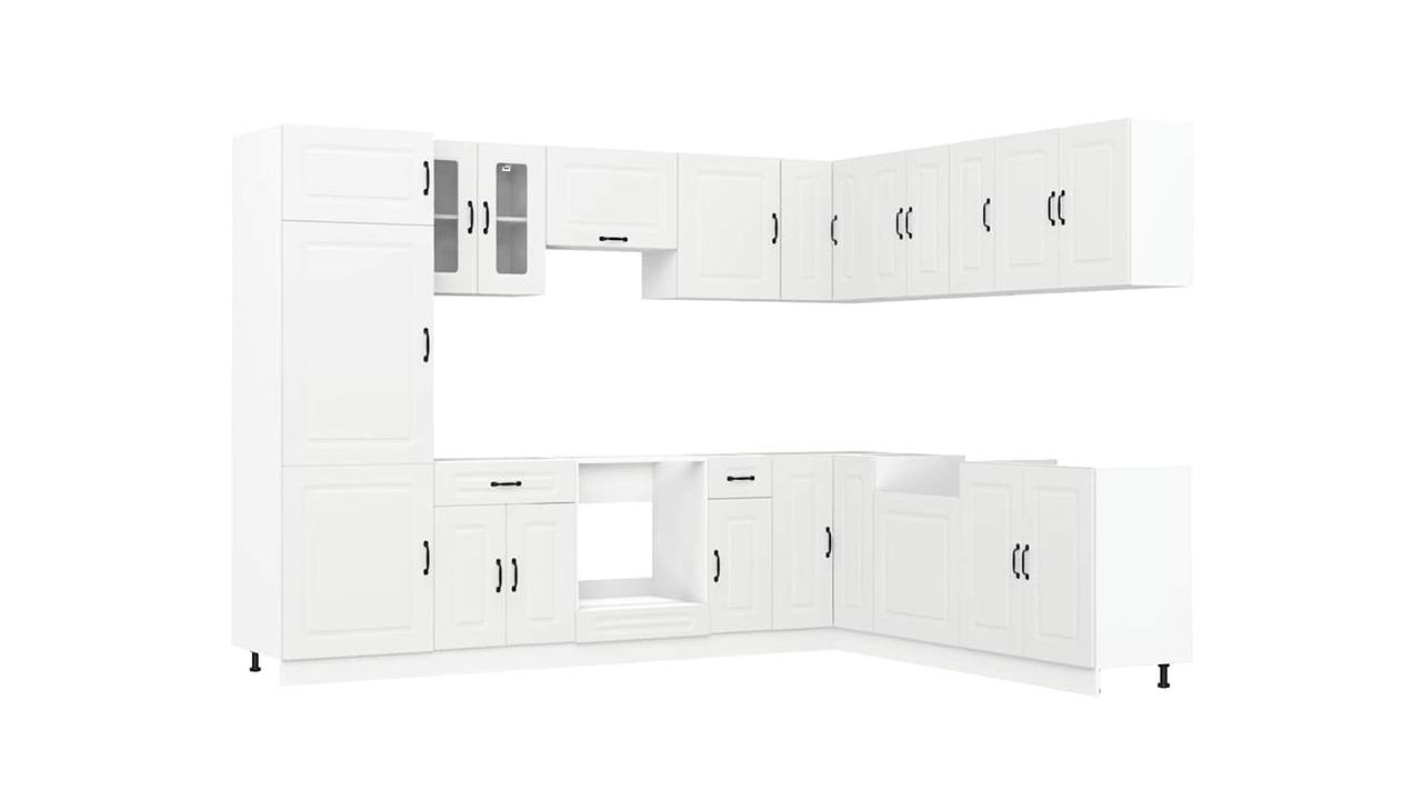 vidaXL 14 Piece White Kalmar Engineered Wood Kitchen Cabinet Set