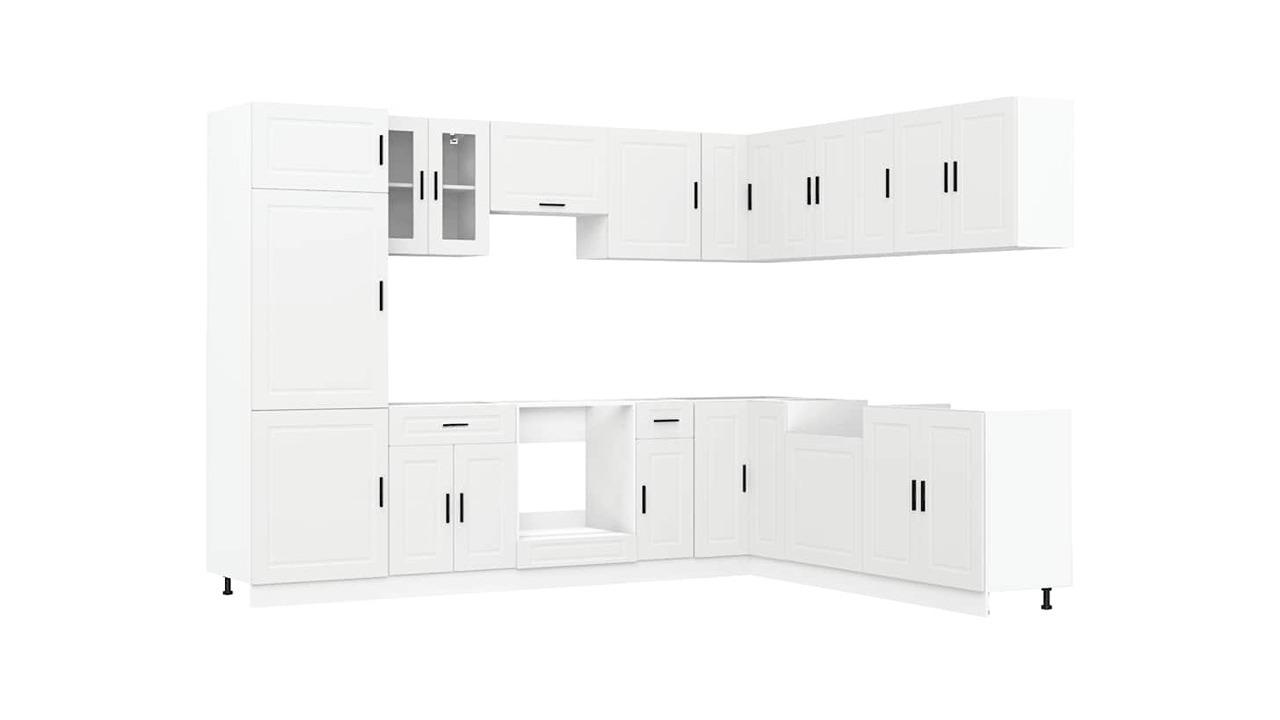 vidaXL 14 Piece White Porto Engineered Wood Kitchen Cabinet Set
