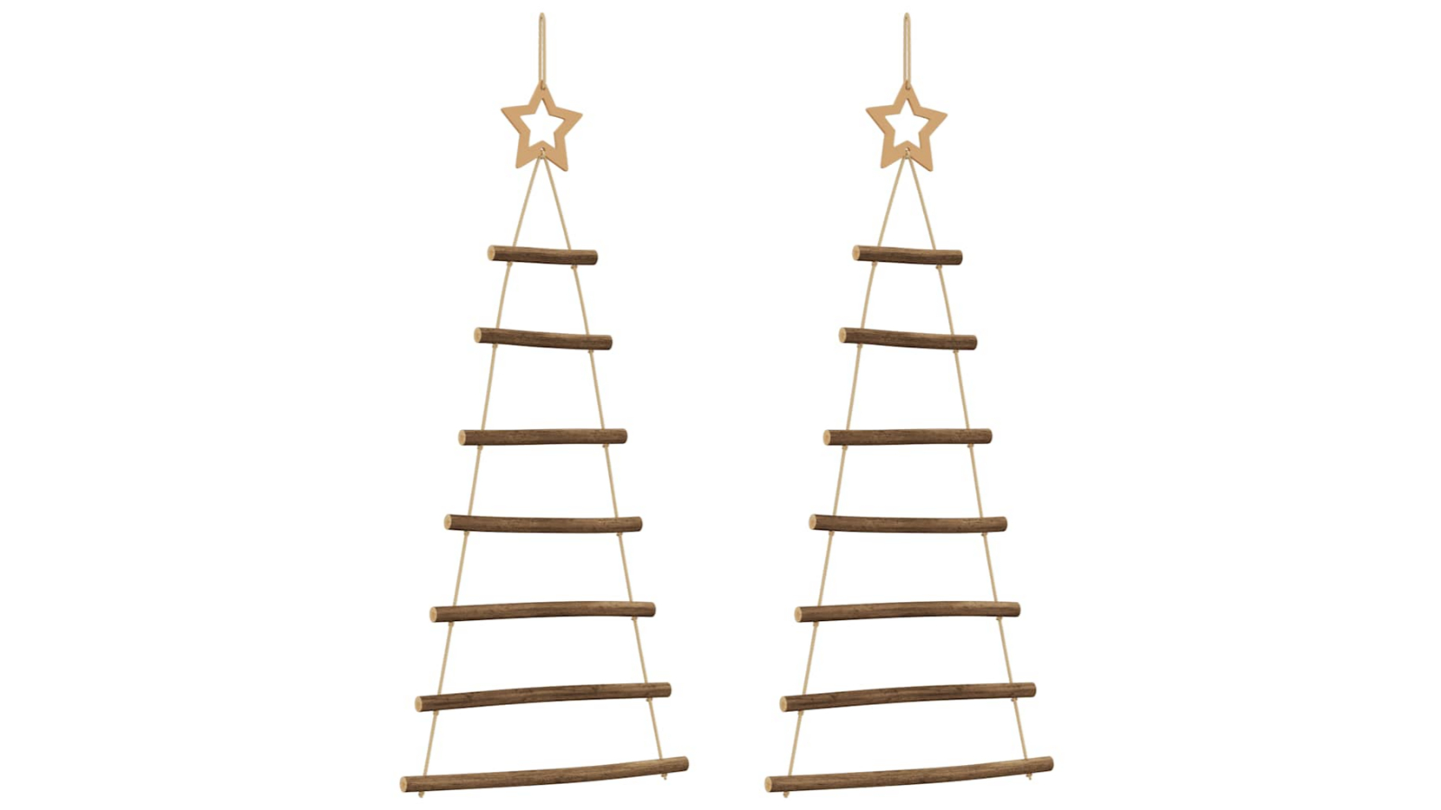 vidaXL 2 Piece Natural Branch Hanging Christmas Tree with Top Star - 42 x 90cm