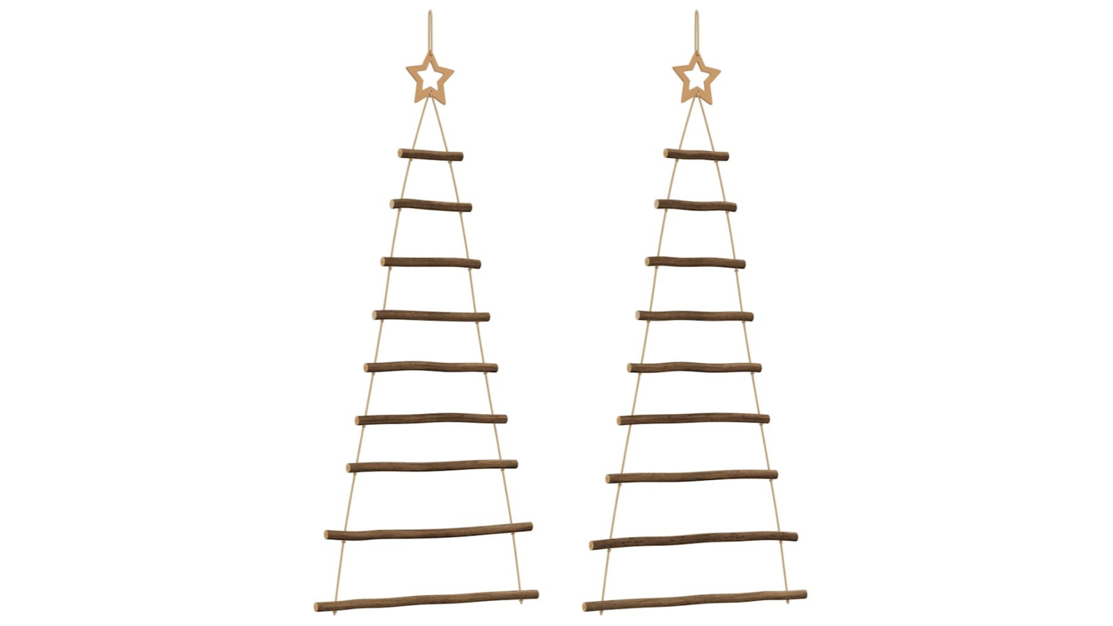 vidaXL 2 Piece Natural Branch Hanging Christmas Tree with Top Star - 55 x 120cm