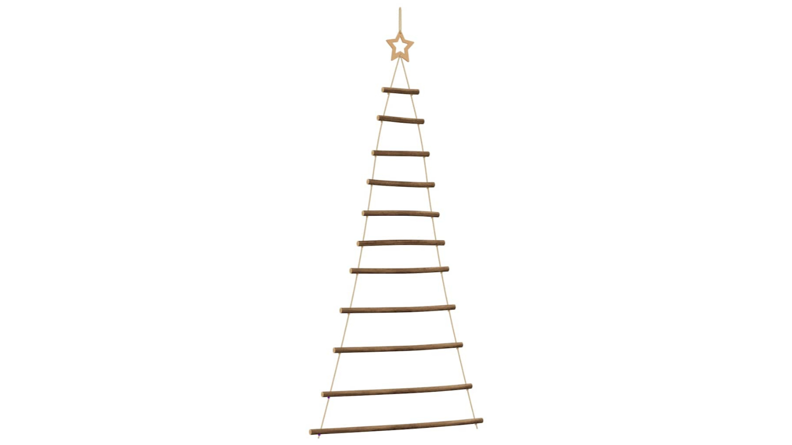 vidaXL Natural Branch Hanging Christmas Tree with Top Star - 74 x 150cm