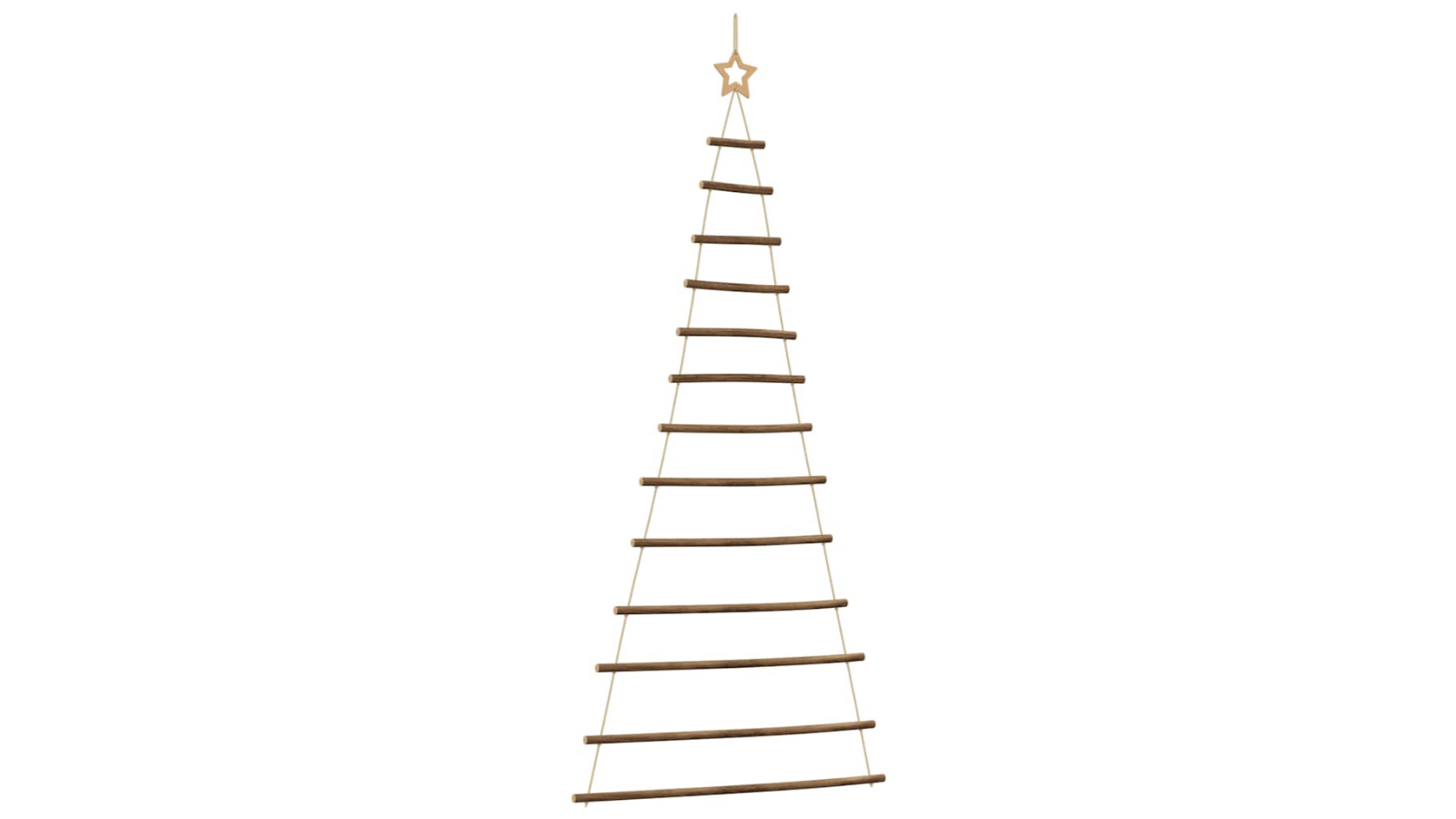 vidaXL Natural Branch Hanging Christmas Tree with Top Star - 86 x 180cm