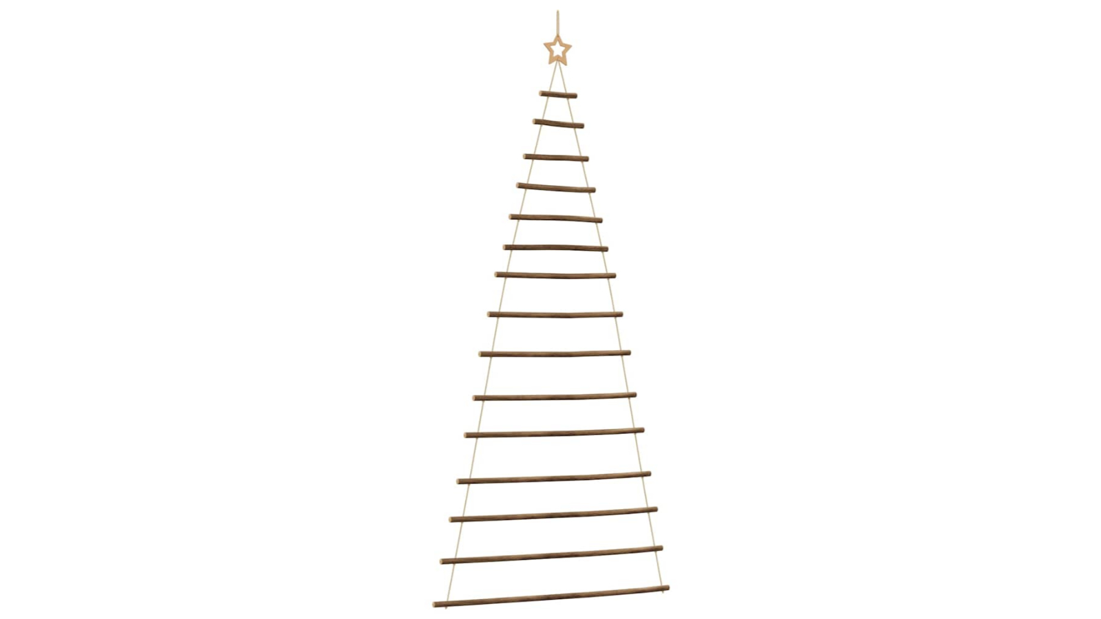 vidaXL Natural Branch Hanging Christmas Tree with Top Star - 100 x 210cm