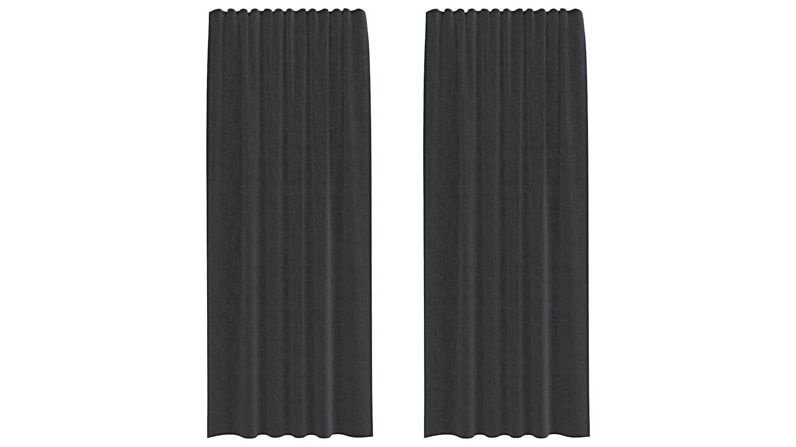 vidaXL 2 Piece Black Voile Curtain with Rod Pocket