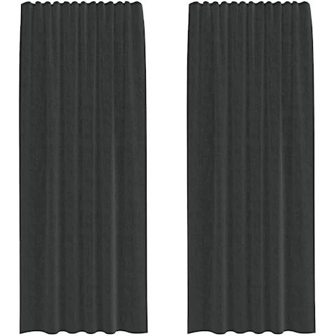 vidaXL 2 Piece Black Voile Curtain with Rod Pocket