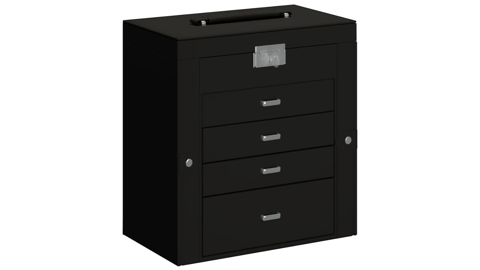 vidaXL 5-Layer Black Jewellery Box with Lockable Mirror