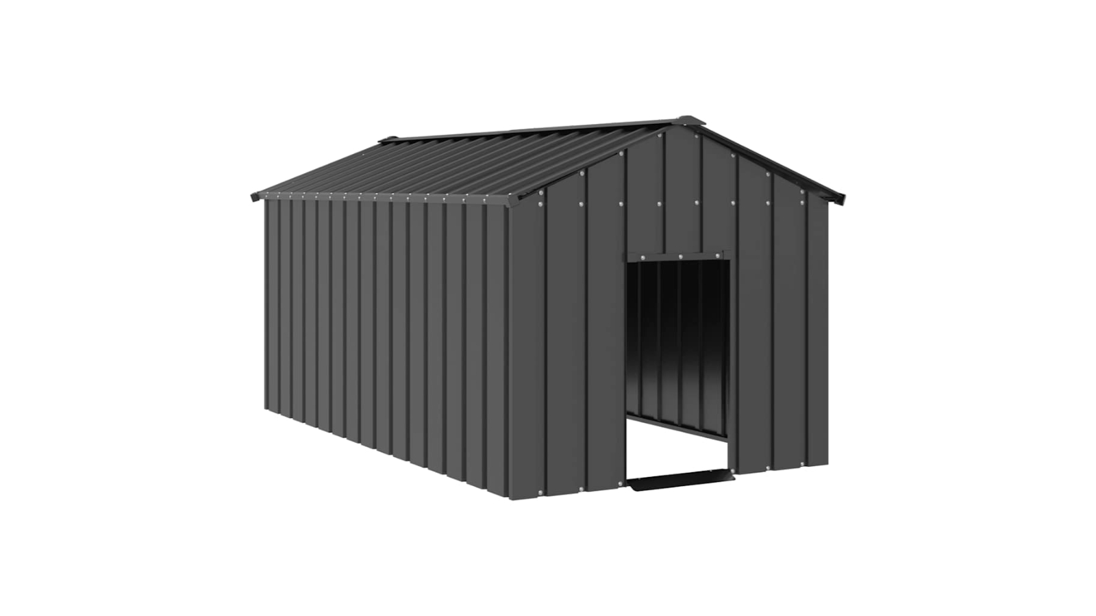 vidaXL Galvanised Steel Dog House with Roof - 114 x 202 x 101cm