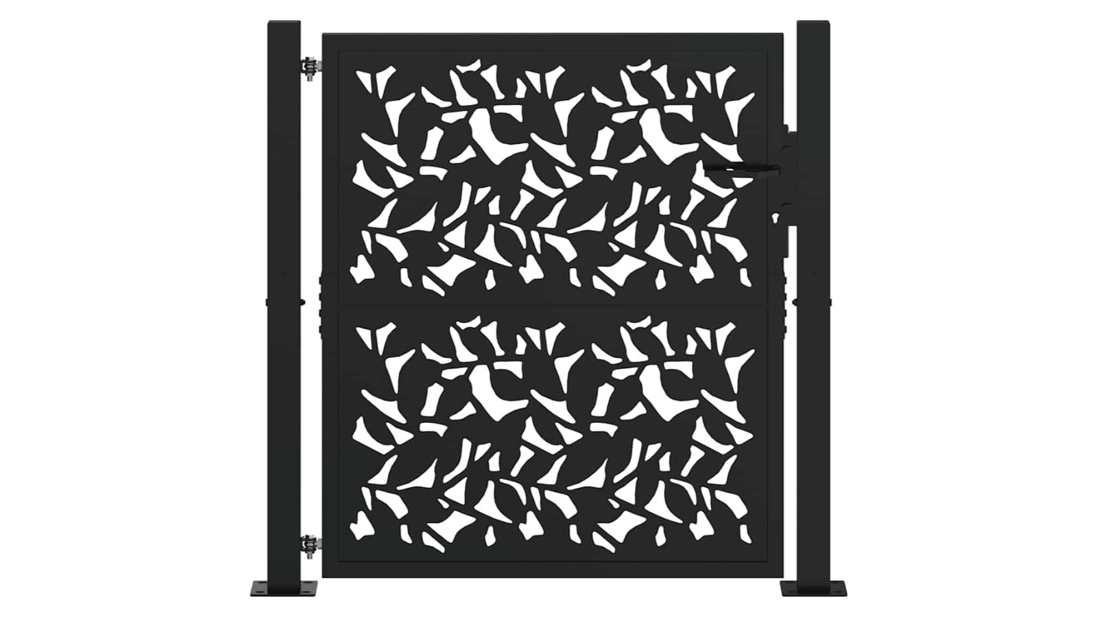 vidaXL Black Steel 100 x 100cm Leaf Design Garden Gate