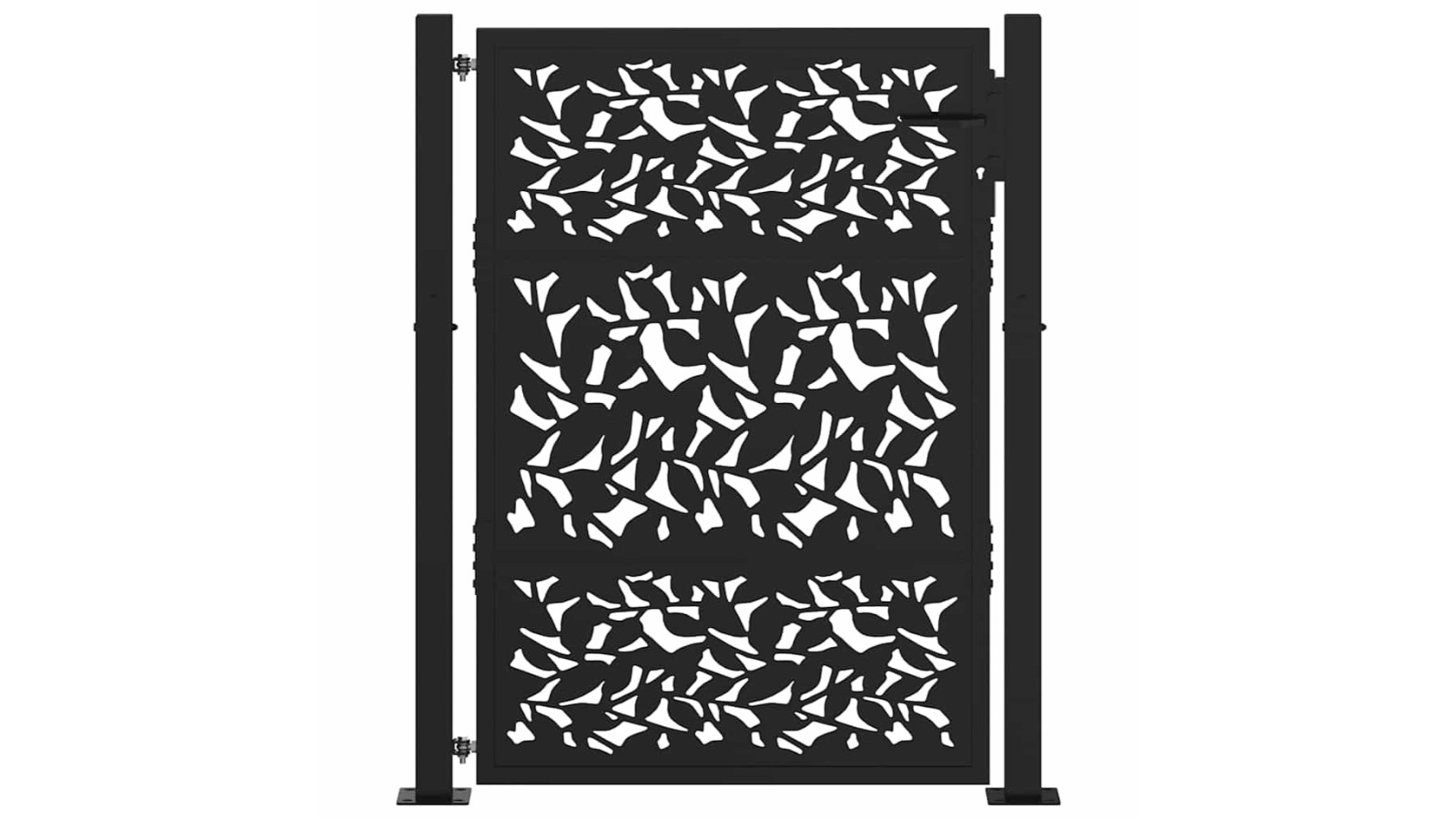 vidaXL Black Steel 100 x 125cm Leaf Design Garden Gate