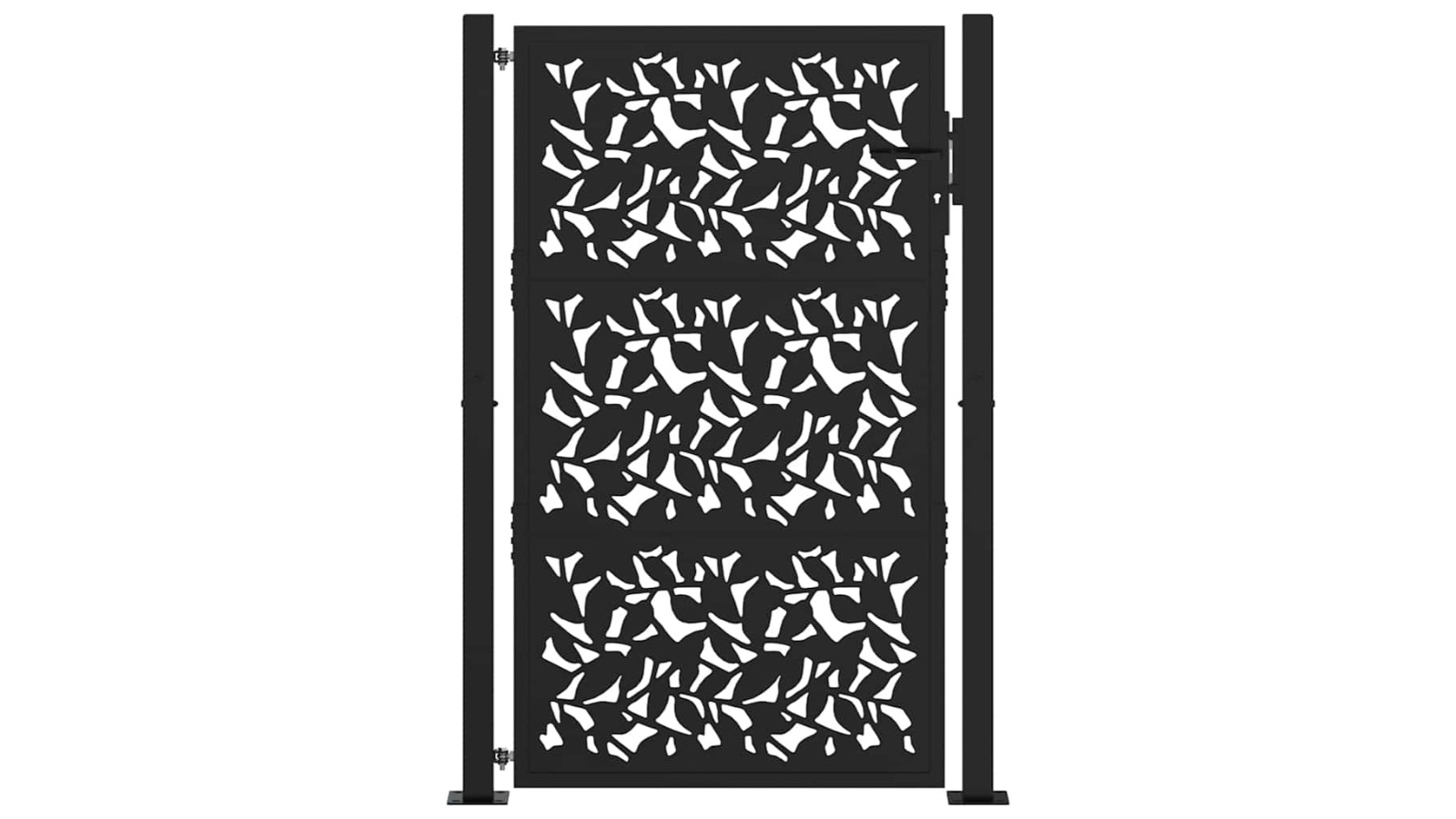 vidaXL Black Steel 100 x 150cm Leaf Design Garden Gate