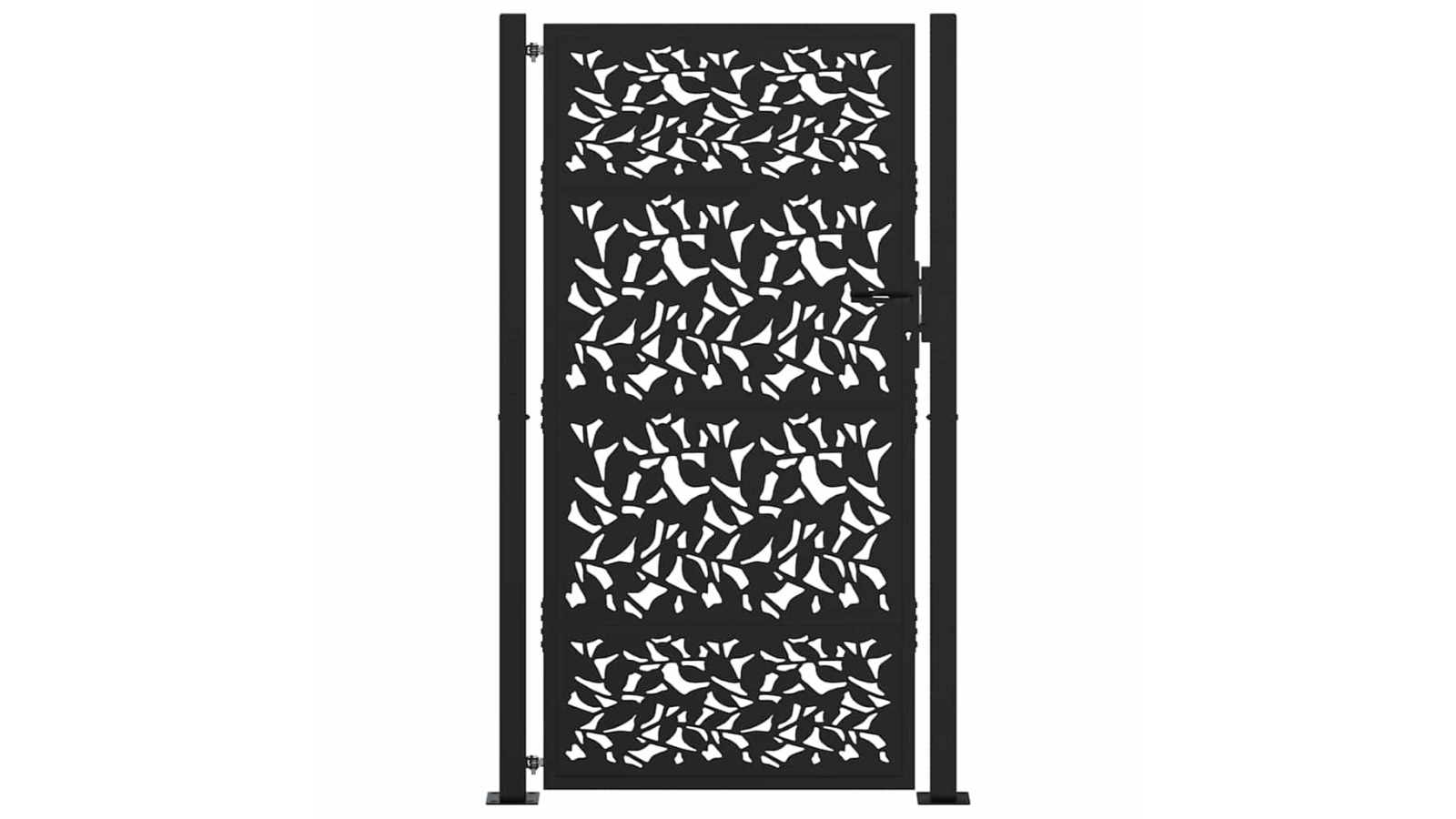 vidaXL Black Steel 100 x 175cm Leaf Design Garden Gate