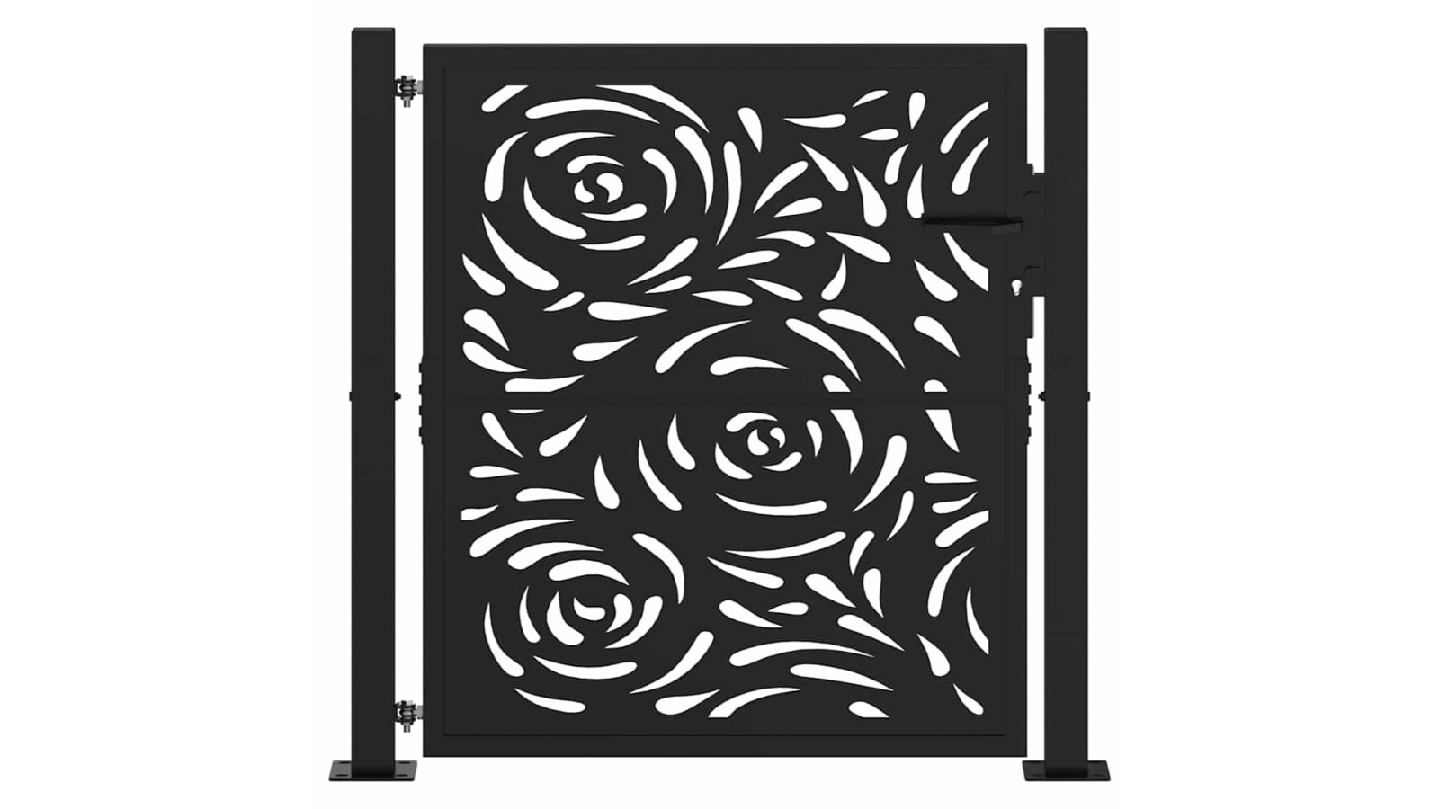 vidaXL Black Steel 100 x 100cm Flame Design Garden Gate