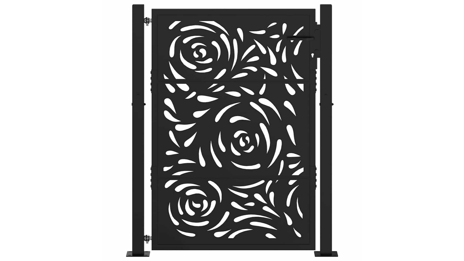 vidaXL Black Steel 100 x 125cm Flame Design Garden Gate
