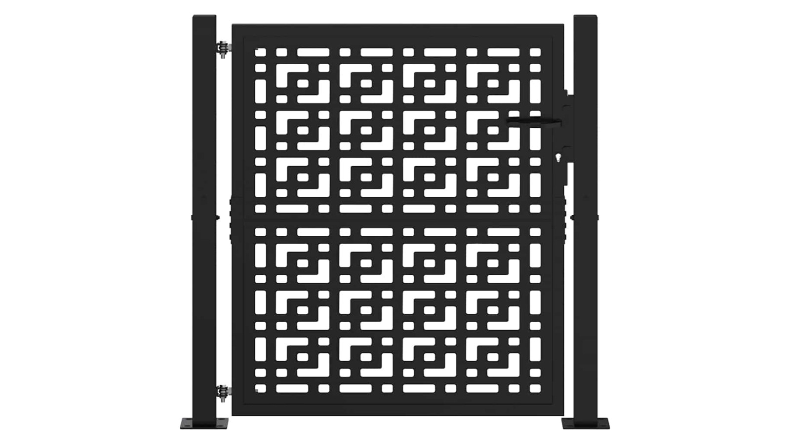vidaXL Black Steel 100 x 100cm Cross Design Garden Gate