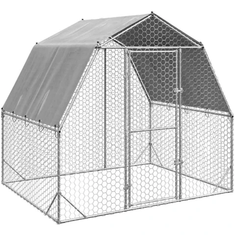 vidaXL Galvanised Steel Chicken Coops with Roof - 2.5 x 2 x 2.25metre