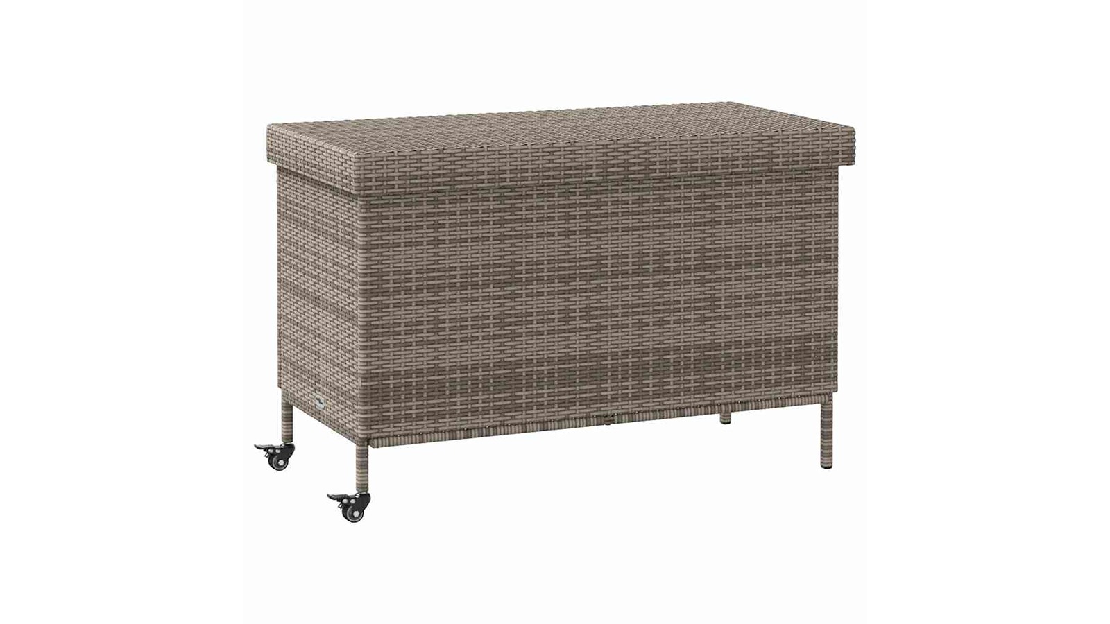 vidaXL Grey Poly Rattan 110 x 55 x 73cm Garden Storage Box with Wheels
