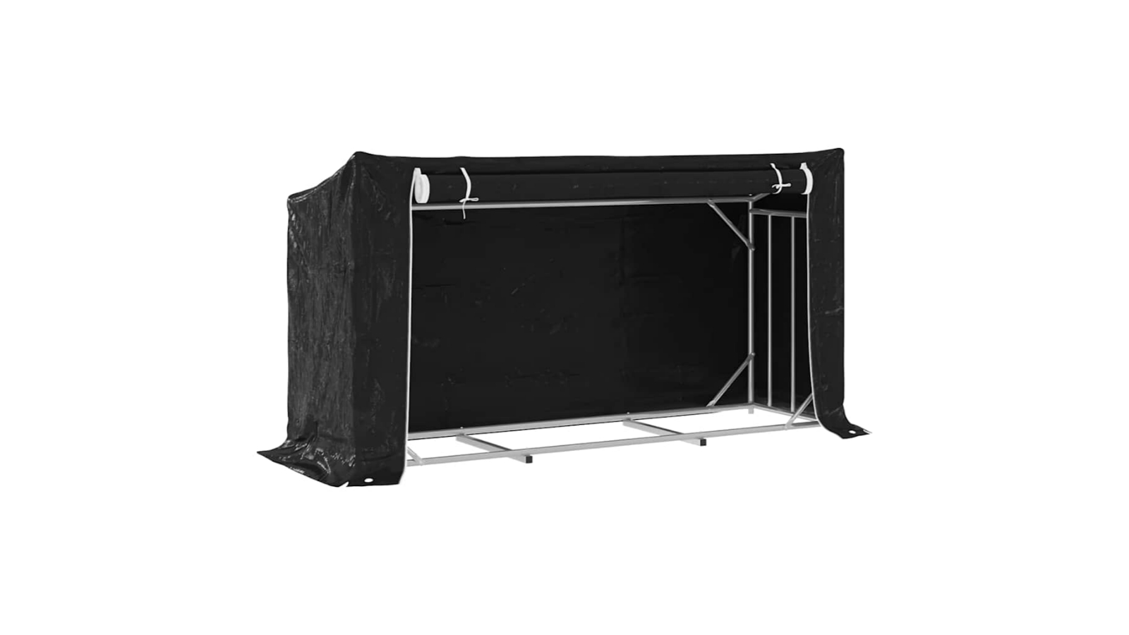 vidaxL Galvanised Steel Firewood Rack with Rain Cover - 200.5 x 60.5 x 110.5cm