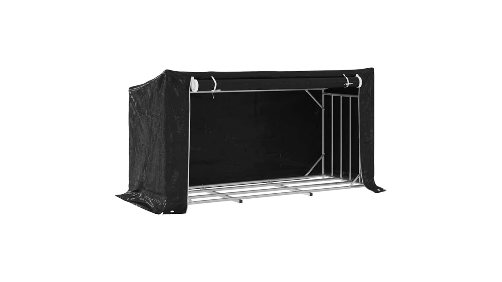 vidaxL Galvanised Steel Firewood Rack with Rain Cover - 200.5 x 80.5 x 110.5cm