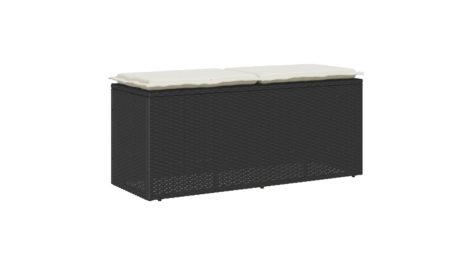 vidaXL Poly Rattan 110 x 40 x 44cm Garden Bench with Cushion - Black