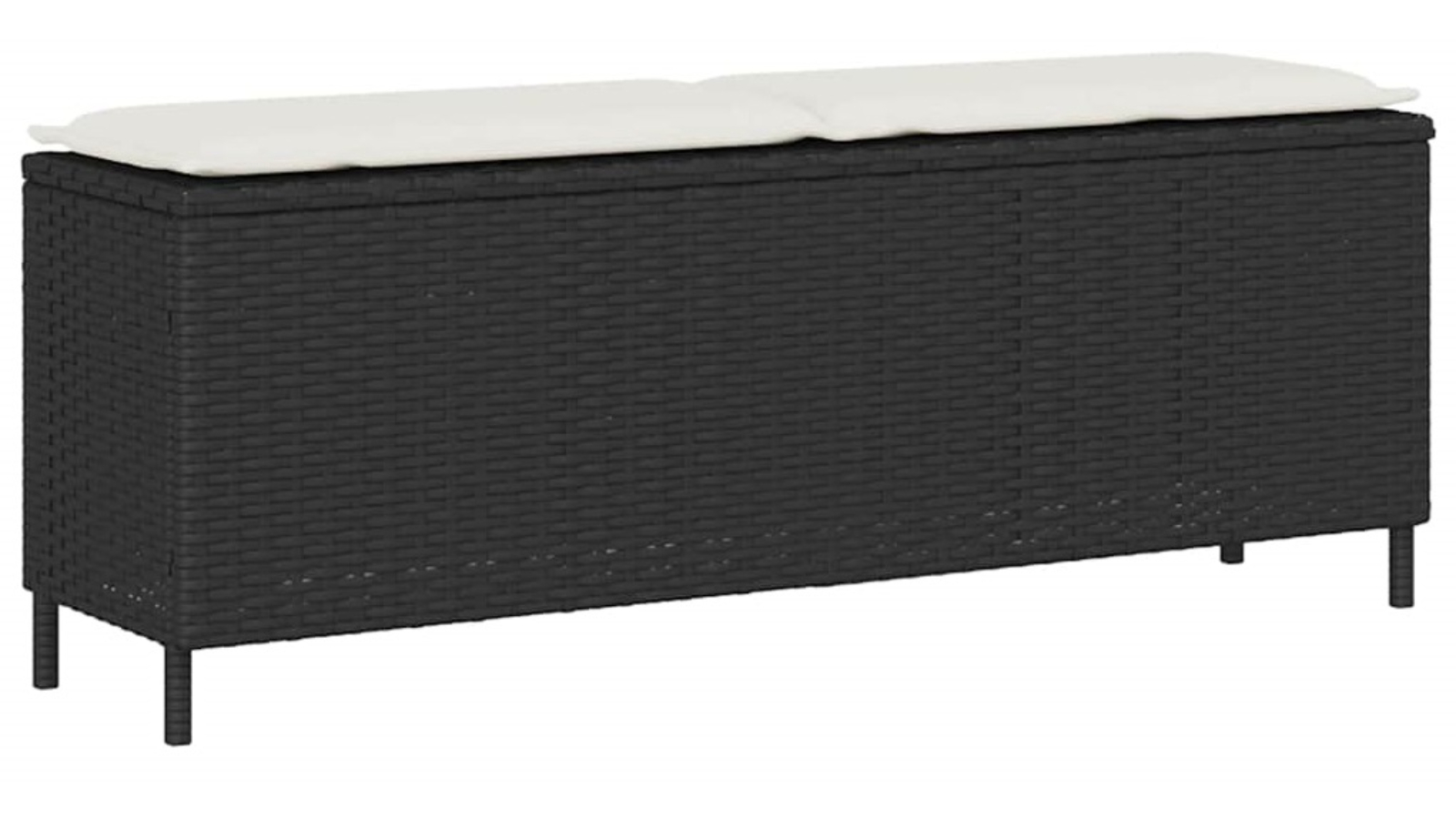 vidaXL Black Poly Rattan 110 x 30 x 40.5cm Garden Bench with Cushion