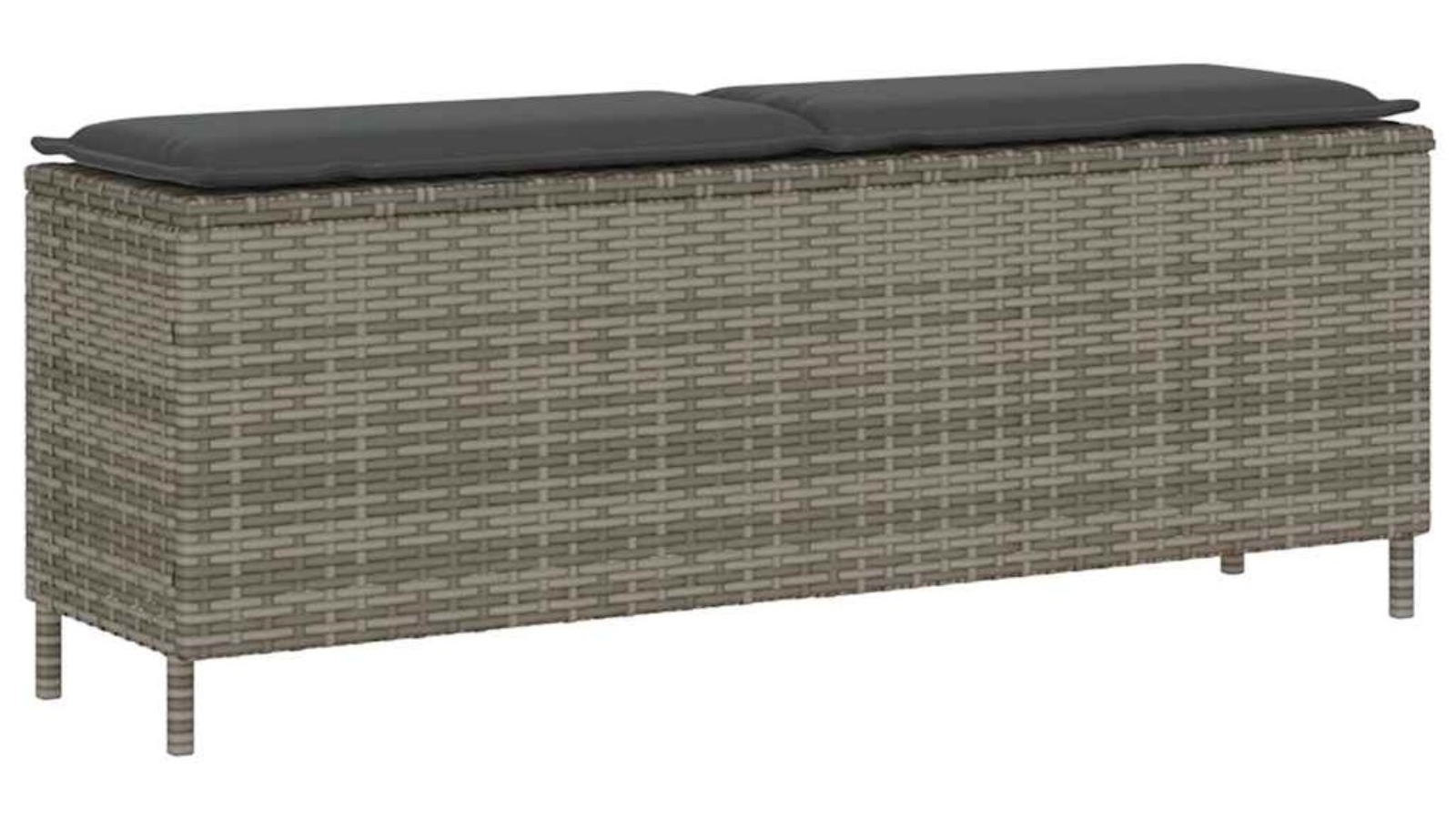 vidaXL Grey Poly Rattan 110 x 30 x 40.5cm Garden Bench with Cushion