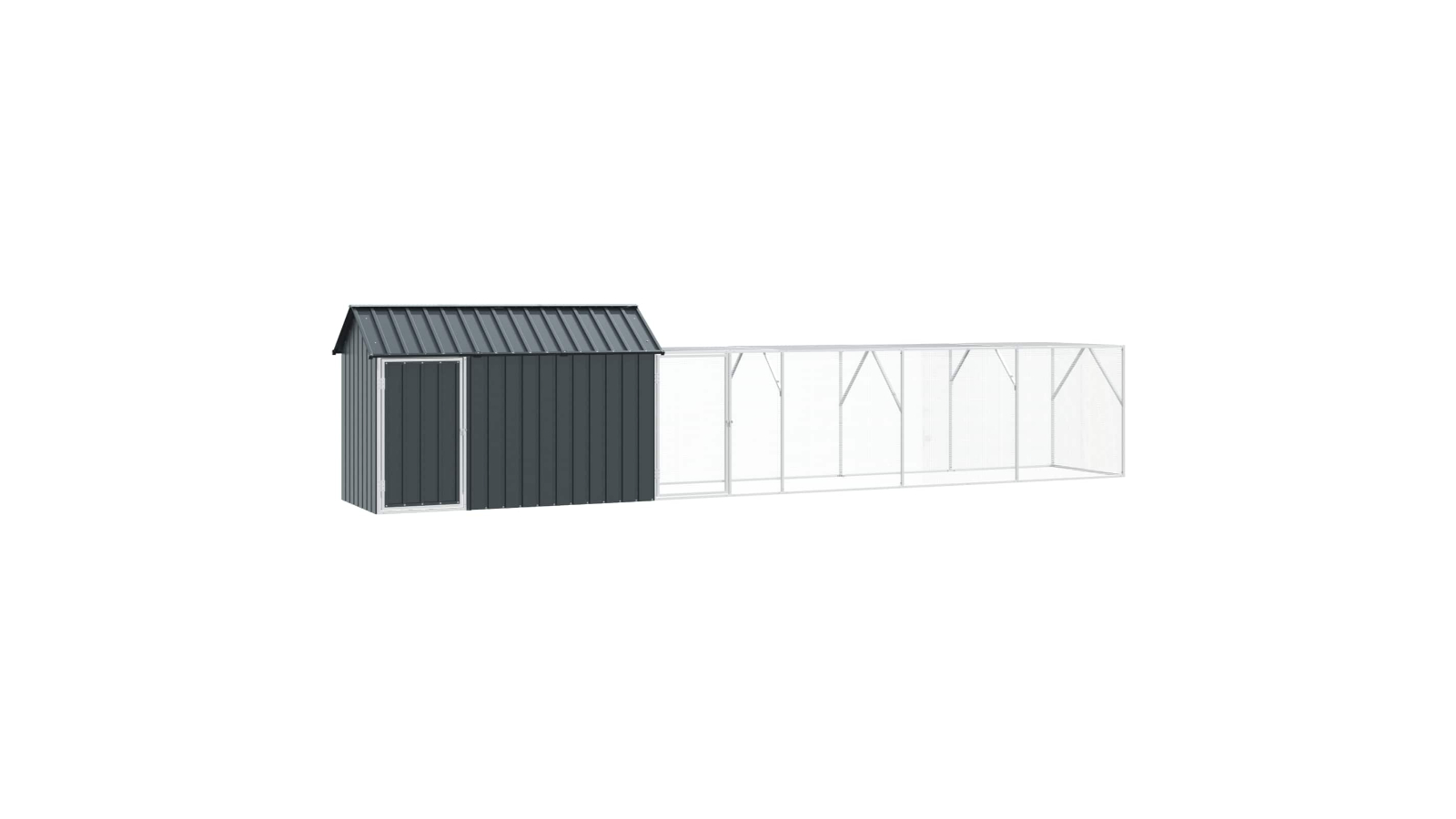 vidaXL Anthracite Galvanised Steel Bird Cage - 619 x 111 x 142cm 