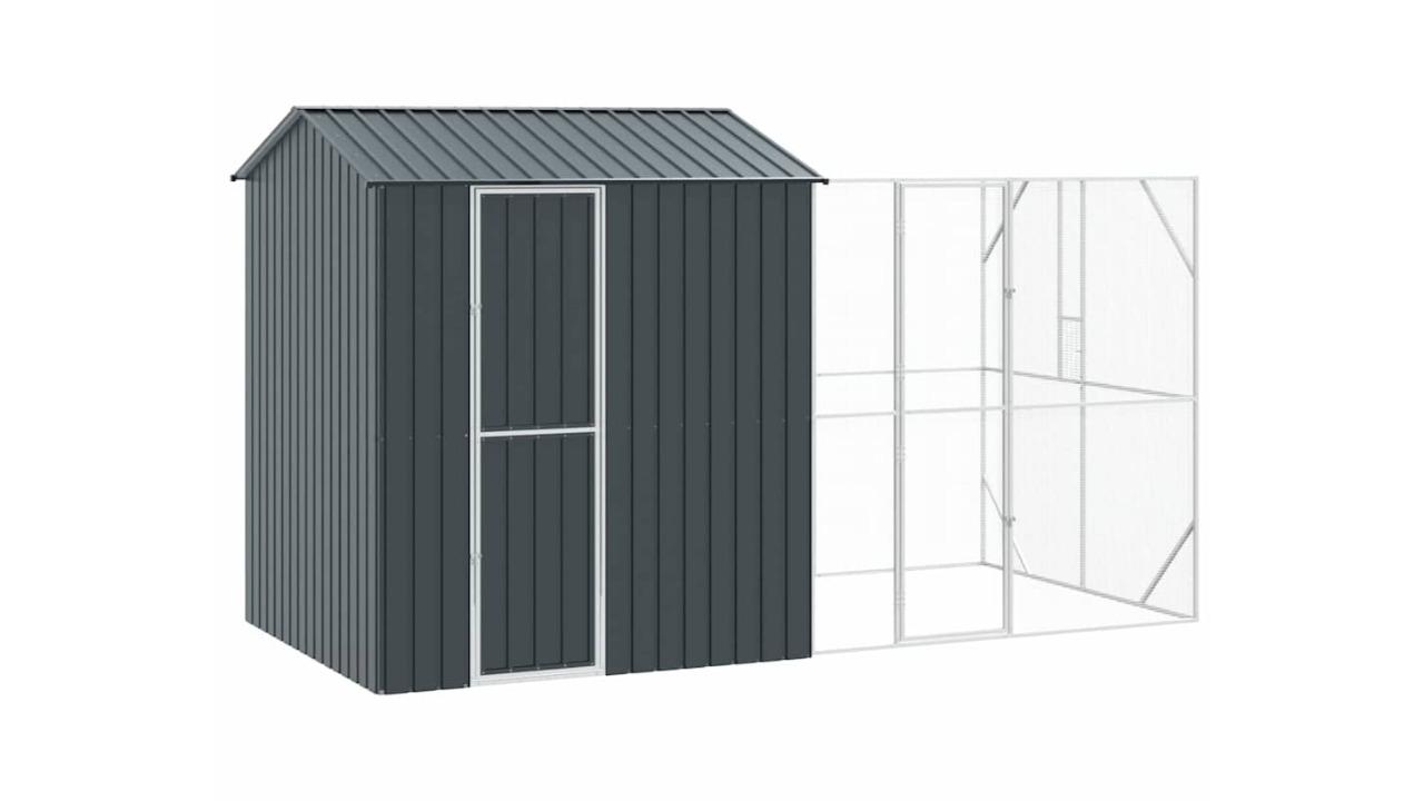 vidaXL Anthracite Galvanised Steel Bird Cage -  418 x 210 x 247cm