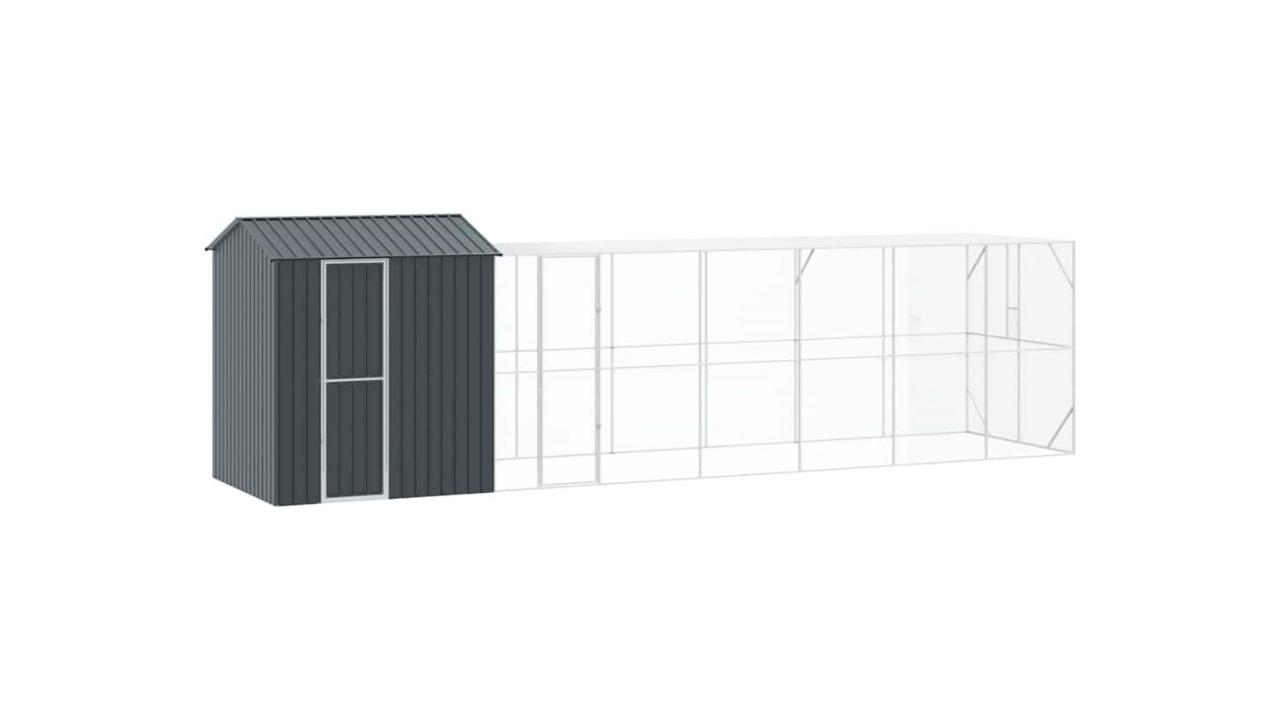 vidaXL Anthracite Galvanised Steel Bird Cage - 824 x 208 x 247 cm 