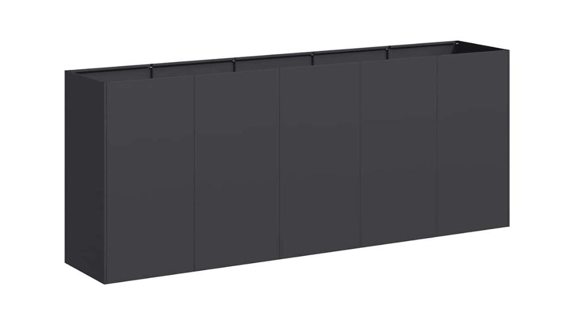 vidaXL Black Cold-rolled Steel Planter - 200 x 40 x 80cm