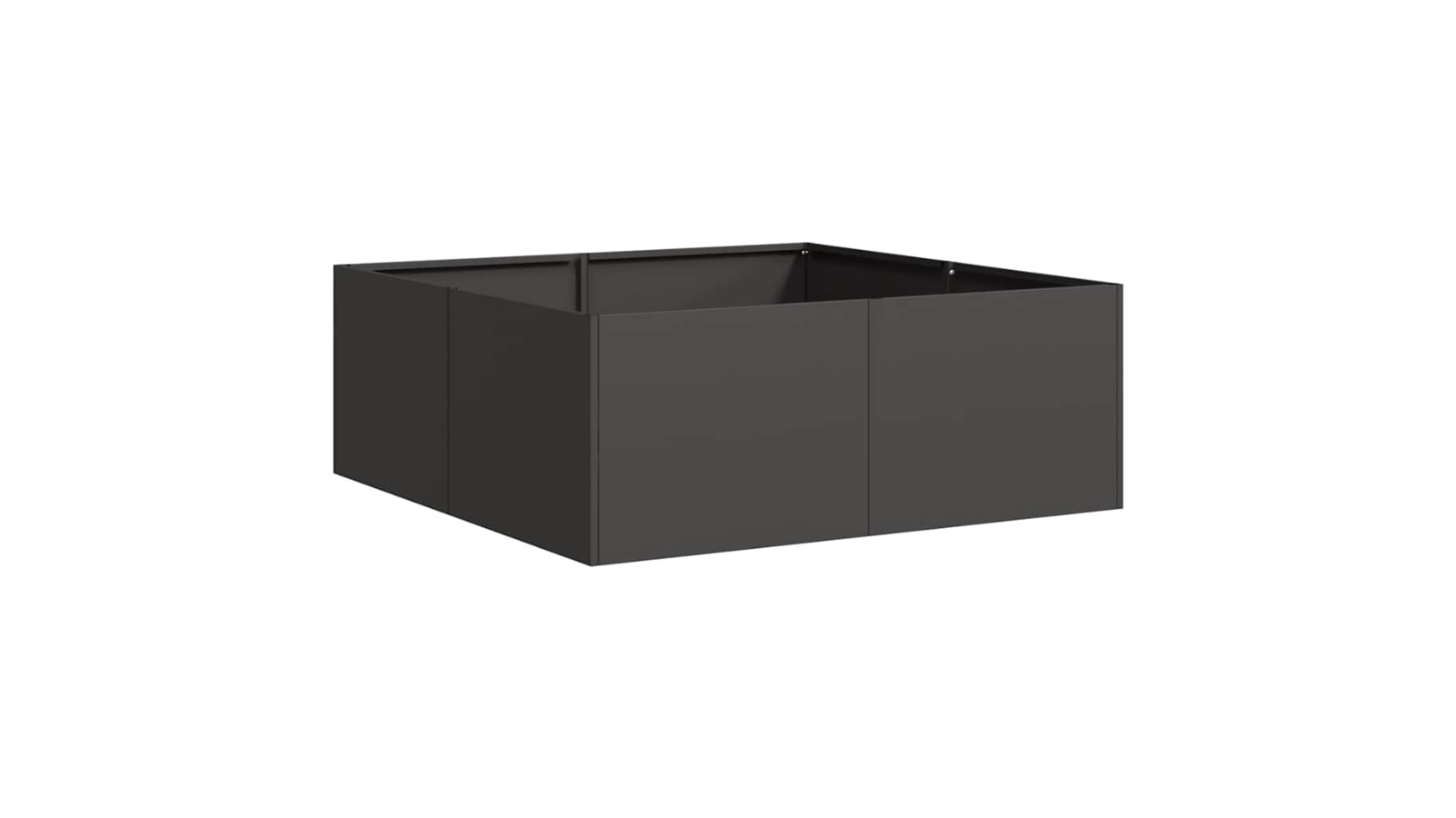 vidaXL Black Steel Wide Raised Planter - 80 x 80 x 30cm