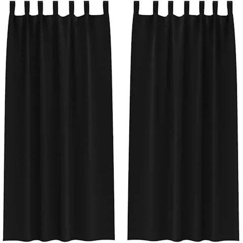 vidaXL Modern Polyester Blackout Curtain - Black
