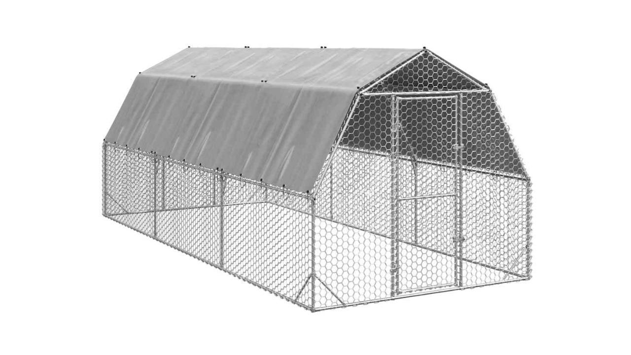 vidaXL 15 SQM Galvanised Steel Chicken Run with Roof - 2.5 x 6 x 2.25metre