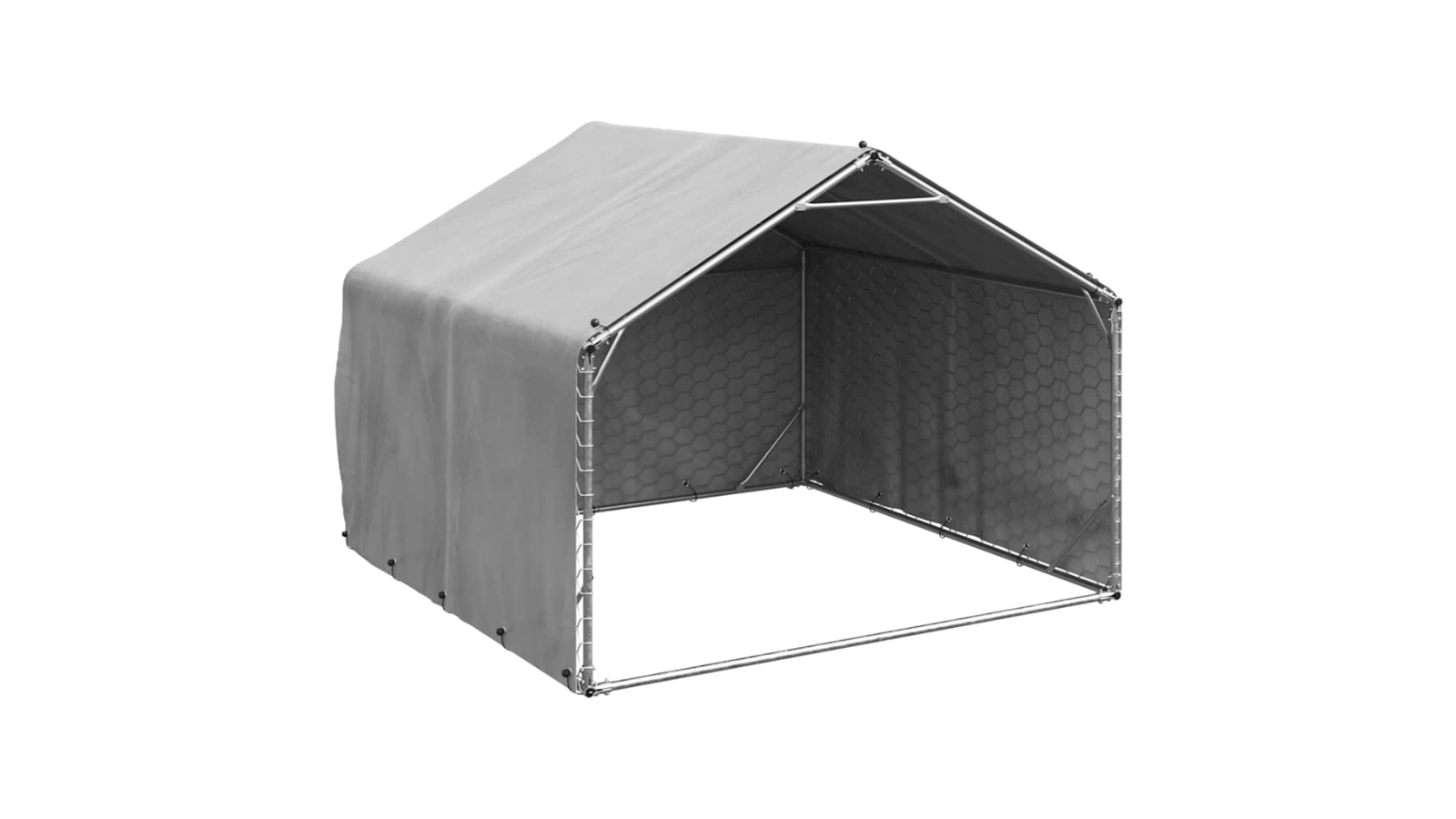 vidaXL Galvanised Steel Outdoor Dog Kennel with Cover - 2 x 2 x 1.5metre