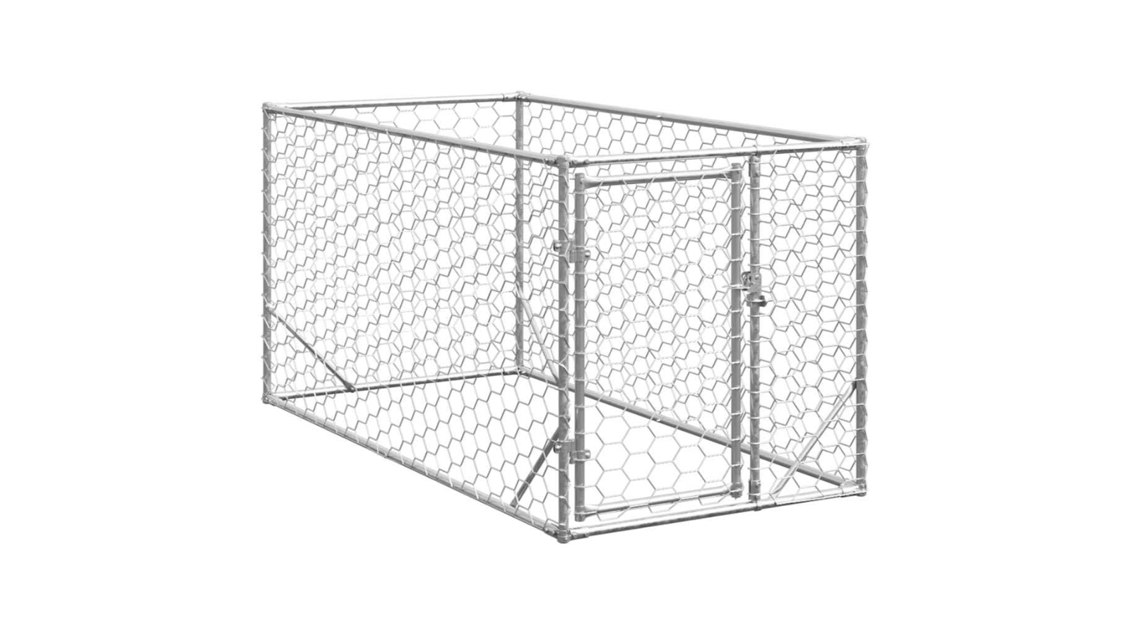 vidaXL Galvanised Steel Outdoor Dog Kennel with Door - 2 x 1 x 1metre