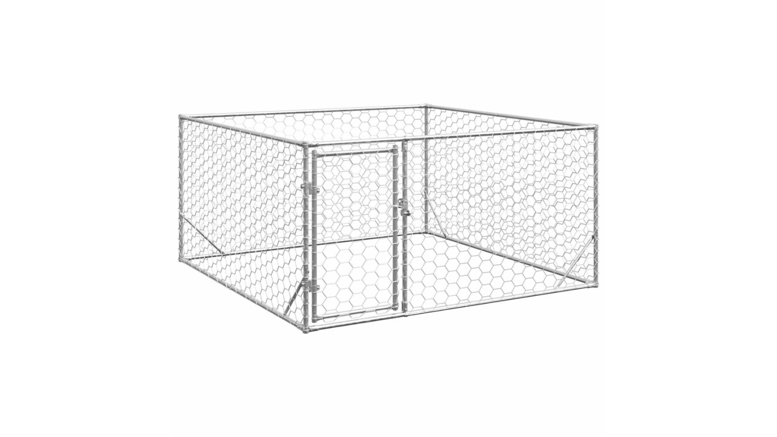 vidaXL Galvanised Steel Outdoor Dog Kennel with Door - 2 x 2 x 1metre