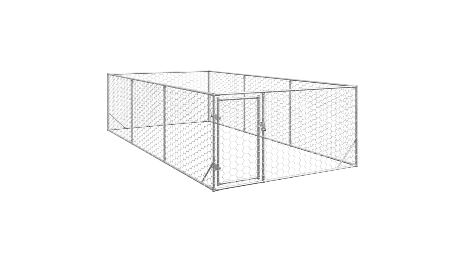 vidaXL Galvanised Steel Outdoor Dog Kennel with Door - 2 x 4 x 1metre