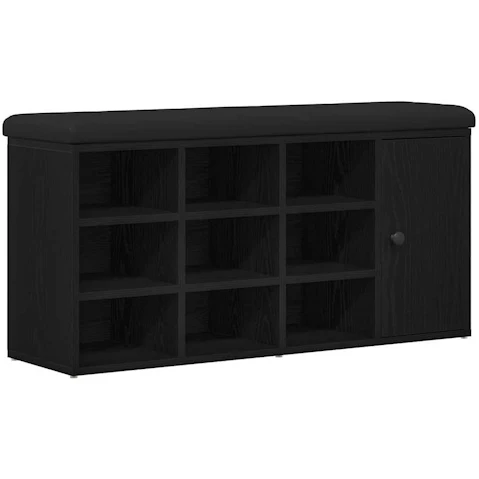 vidaXL Black Engineered wood 100 x 30 x 48cm Shoe Bench with Drawer