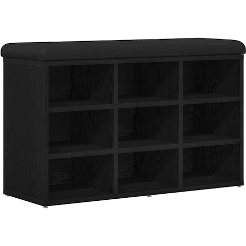 vidaXL Black Engineered wood 80 x 30 x 48cm Shoe Bench with Storage