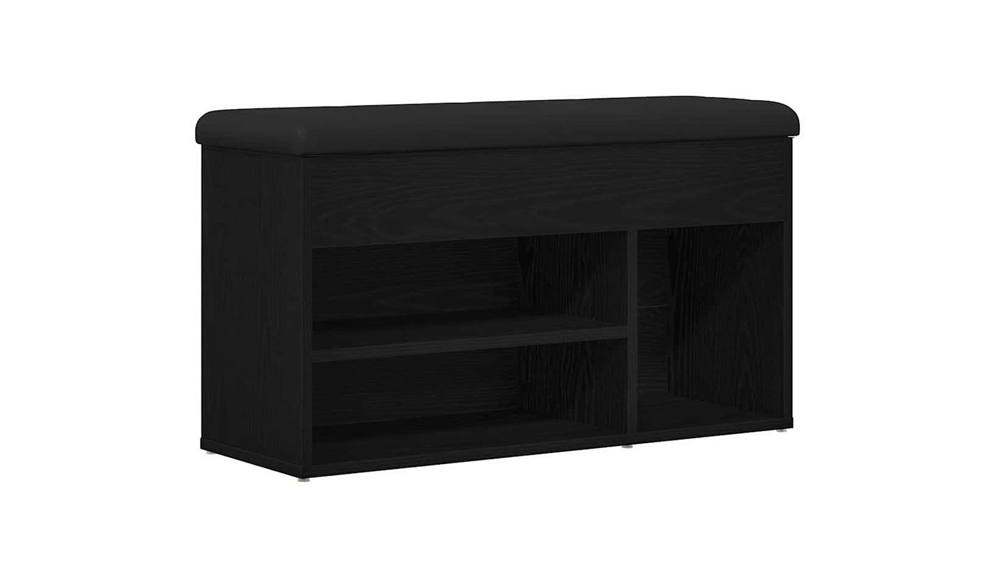 vidaXL Black Engineered wood 80 x 30 x 45cm Shoe Bench with Storage