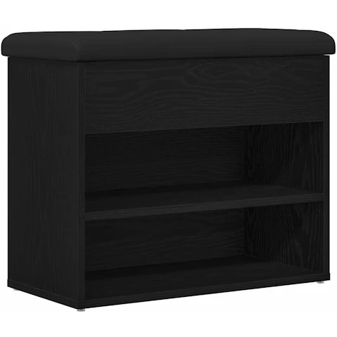 vidaXL Black Engineered wood 60 x 30 x 48cm Shoe Bench with Storage
