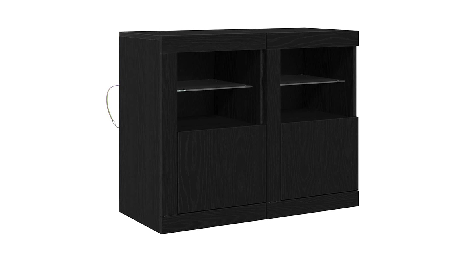 vidaXL 2 Piece Black Oak Engineered Wood 41 x 37 x 67cm Side Cabinet