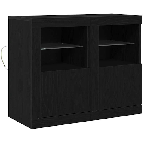 vidaXL 2 Piece Black Oak Engineered Wood 41 x 37 x 67cm Side Cabinet
